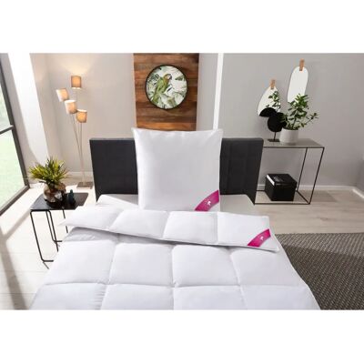 RIBECO Johanna Bettwaren-Set - Weiß, 155x220cm Bettdecke, 80x80cm Kissen RIBECO Johanna Bettwaren-Set - Weiß, 155x220cm Bettdecke, 80x80cm Kissen