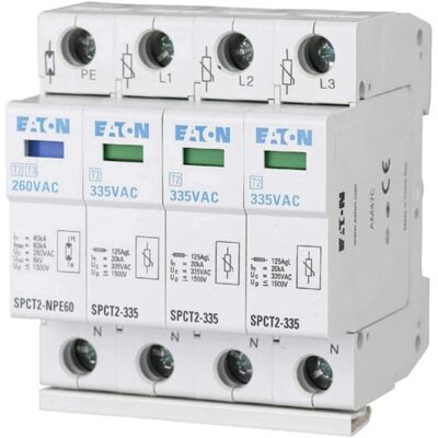 Eaton SPCT2-335-3+NPE Överspänningsskydd - 3-fas, 335V, 20kA Eaton SPCT2-335-3+NPE Överspänningsskydd - 3-fas, 335V, 20kA