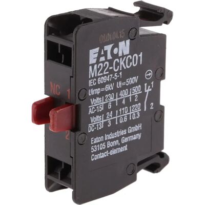 Eaton M22-CKC01 Elemento de contacto - 1 NC, 230V/AC, 400V/AC, 500V/AC Eaton M22-CKC01 Elemento de contacto - 1 NC, 230V/AC, 400V/AC, 500V/AC