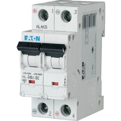 Eaton PXL-C40/2-DC Leitungsschutzschalter - 40A, 2p, DC, IP20 Eaton PXL-C40/2-DC Leitungsschutzschalter - 40A, 2p, DC, IP20