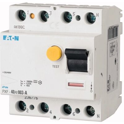 Eaton PXF-40/4/03-A Dispositivo de corriente residual - 40A 4 polos 0.3A 400V/AC Eaton PXF-40/4/03-A Dispositivo de corriente residual - 40A 4 polos 0.3A 400V/AC