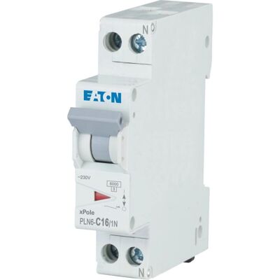 Eaton Electric PLN6-C16/1N-DE Leitungsschutzschalter - 16A, 1p+N, C, IP20 Eaton Electric PLN6-C16/1N-DE Leitungsschutzschalter - 16A, 1p+N, C, IP20