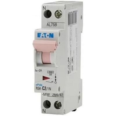 Eaton - Modell: PLG4-C2/1N - 1P+N Schutzschalter - 2A - DIN Montage Eaton - Modell: PLG4-C2/1N - 1P+N Schutzschalter - 2A - DIN Montage