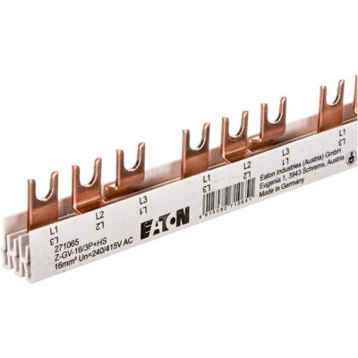 Eaton Z-GV-16/3P+HS Busbar - 3-Phasen, 80A, 16mm², Gabel, 1000mm Eaton Z-GV-16/3P+HS Busbar - 3-Phasen, 80A, 16mm², Gabel, 1000mm