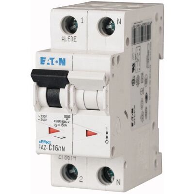 Eaton FAZ-C6/1N Interruptor de circuito - 6A, Curva C, Montaje DIN Eaton FAZ-C6/1N Interruptor de circuito - 6A, Curva C, Montaje DIN