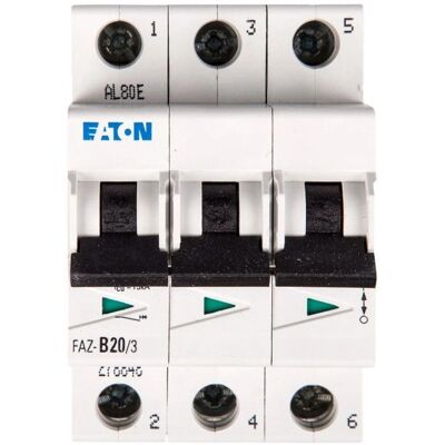 Eaton B-kurve 20A 3-polet automatsikring - Industriell Eaton B-kurve 20A 3-polet automatsikring - Industriell