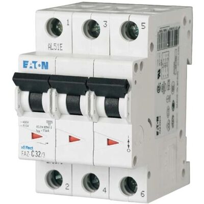 Eaton Modell FAZ-B32/3 Leitungsschutzschalter - 32A, 3P, B-Kurve Eaton Modell FAZ-B32/3 Leitungsschutzschalter - 32A, 3P, B-Kurve