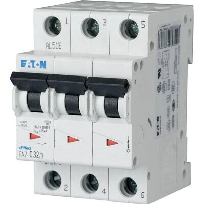Eaton 3P Automatbryter - 50A, Type C, DIN-skinne Eaton 3P Automatbryter - 50A, Type C, DIN-skinne