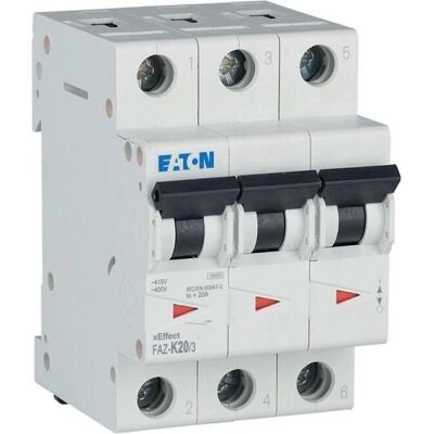 Eaton FAZ-K20/3 Leitungsschutzschalter - 3-polig, 20A, K-Char Eaton FAZ-K20/3 Leitungsschutzschalter - 3-polig, 20A, K-Char