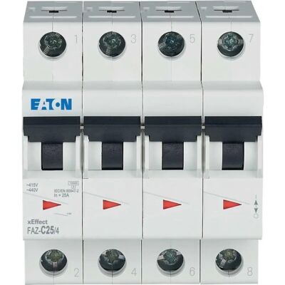 Eaton 279063 Automat - 4-pol, 25A, C-kurve Eaton 279063 Automat - 4-pol, 25A, C-kurve
