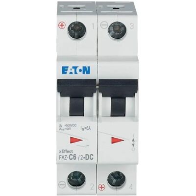 Eaton 2P 6A Schutzschalter - Typ C, DIN Schienenmontage Eaton 2P 6A Schutzschalter - Typ C, DIN Schienenmontage