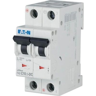 Eaton Modelo FAZ-C10/2-DC Interruptor de circuito 2 polos - 10A DC Eaton Modelo FAZ-C10/2-DC Interruptor de circuito 2 polos - 10A DC
