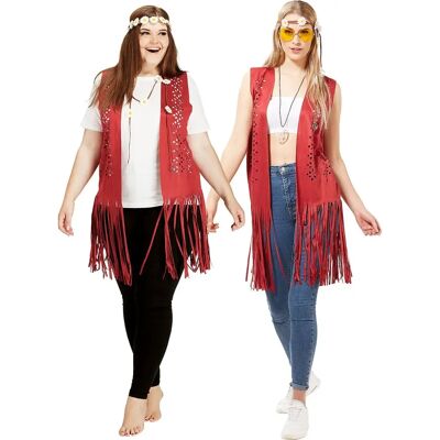 buttinette Hippie-Fransenweste - Unisex, Velours, Dunkelrot, Gr. 34-44 buttinette Hippie-Fransenweste - Unisex, Velours, Dunkelrot, Gr. 34-44