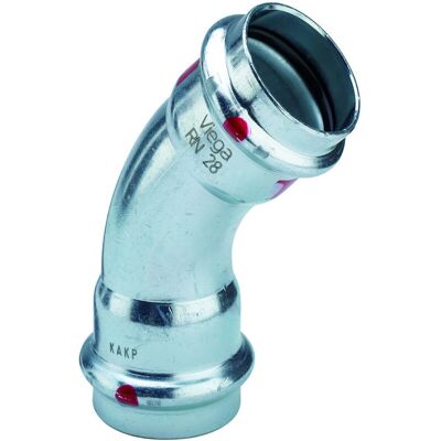 Viega Prestabo 15mm 45° Gegalvaniseerd Stalen Bocht - Buissysteemfitting Viega Prestabo 15mm 45° Gegalvaniseerd Stalen Bocht - Buissysteemfitting