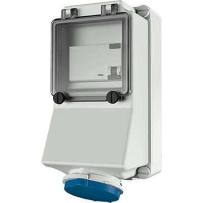 MENNEKES 7125 Wanddose - IP44, 16A 3p, Blau/Weiß MENNEKES 7125 Wanddose - IP44, 16A 3p, Blau/Weiß