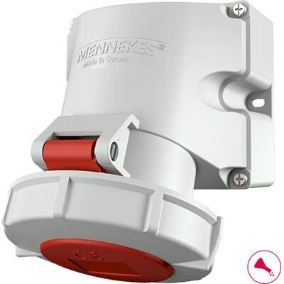 Mennekes 9172 Prise murale - IP67, 32A, Rouge & Blanc Mennekes 9172 Prise murale - IP67, 32A, Rouge & Blanc