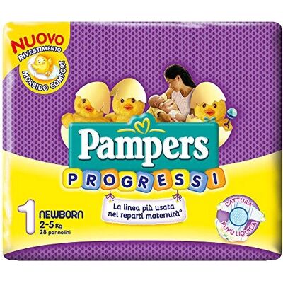 Pampers Progressi Newborn - Pannolini per 2-5kg - 28 pezzi Pampers Progressi Newborn - Pannolini per 2-5kg - 28 pezzi