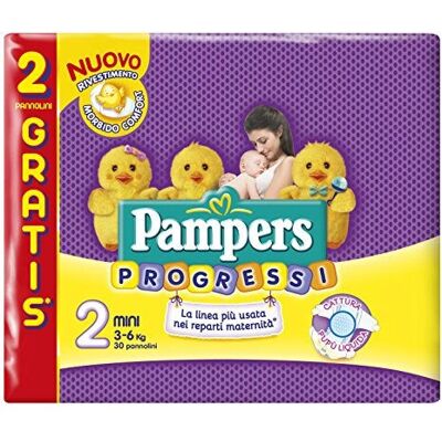 Pampers Mini 2 (3-6 Kg) Couches - Absorption, Indicateur d'humidité, Grand filtre - Publicité Pampers Mini 2 (3-6 Kg) Couches - Absorption, Indicateur d'humidité, Grand filtre - Publicité