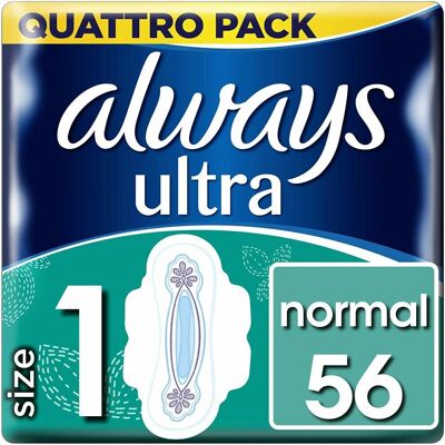 Always Ultra Serviettes Hygiéniques Normales - 56 Avec Ailettes Always Ultra Serviettes Hygiéniques Normales - 56 Avec Ailettes