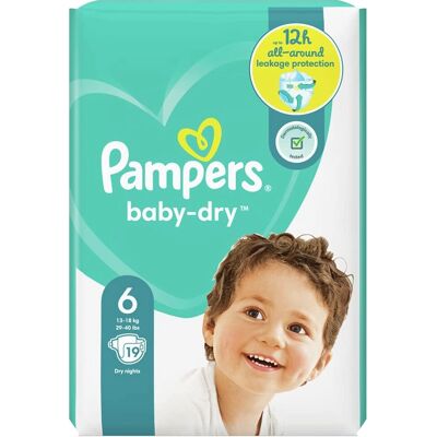 Pampers Baby Dry Size 6 XL Diapers - 12h Dryness Pampers Baby Dry Size 6 XL Diapers - 12h Dryness