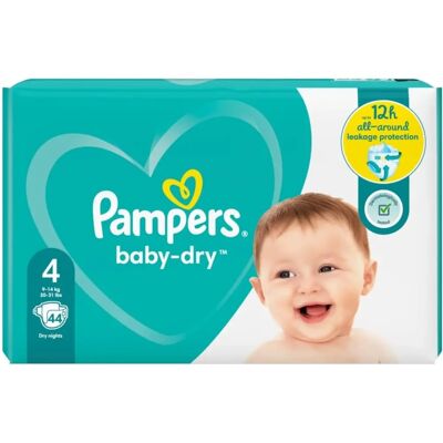 Pampers Baby-Dry Size 4 - 44 Nappies - 9-14kg Pampers Baby-Dry Size 4 - 44 Nappies - 9-14kg