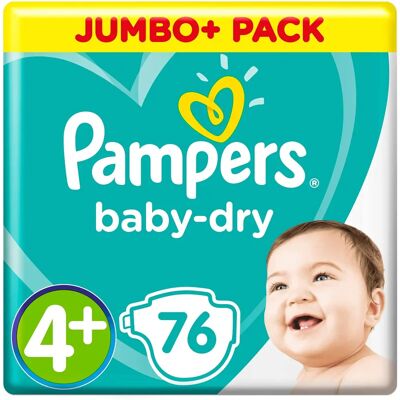 Pampers Baby-Dry Size 4+ Nappies Jumbo Pack - Diapers Pampers Baby-Dry Size 4+ Nappies Jumbo Pack - Diapers