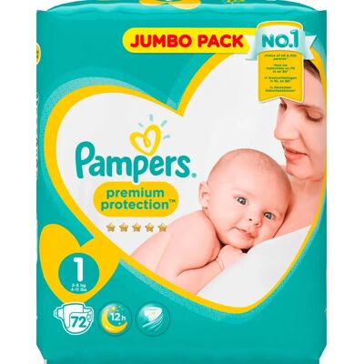 Pampers 81665621 Baby Jumbo Diaper - Size 1 - 72 pcs Pampers 81665621 Baby Jumbo Diaper - Size 1 - 72 pcs