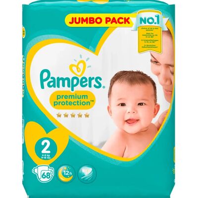 Pampers - Premium Protection - 4-8 kg - 68 pcs - Couches - Publicité Pampers - Premium Protection - 4-8 kg - 68 pcs - Couches - Publicité