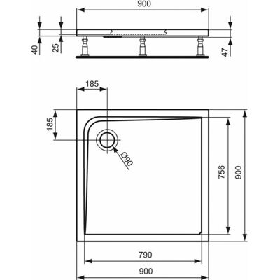 Ideal Standard - Băi de duș din acril ultra plat 90x90 - Băi de duș Ideal Standard - Băi de duș din acril ultra plat 90x90 - Băi de duș