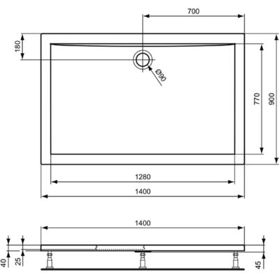 Ideal Standard Ultra Flat Tava de Duș - Acrílico 140x90 - Alb European Ideal Standard Ultra Flat Tava de Duș - Acrílico 140x90 - Alb European