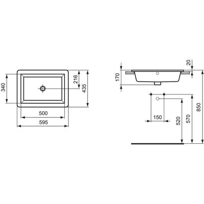 Ideal Standard K0780 Vopsire alb rectangulare - Lavoar Ideal Standard K0780 Vopsire alb rectangulare - Lavoar