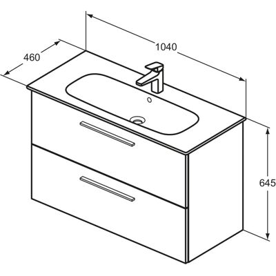 Ideal Standard K8746DU Wandhängiges Waschbecken & Schrank - Badmöbel Ideal Standard K8746DU Wandhängiges Waschbecken & Schrank - Badmöbel