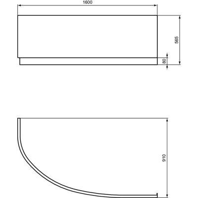 Ideal Standard K275901 - Asymmetrische Acryl-Badewannenfront - Badaccessoire Ideal Standard K275901 - Asymmetrische Acryl-Badewannenfront - Badaccessoire