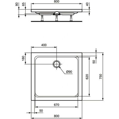 Ideal Standard K277101 Rechteckige Brausewanne - Dusche Ideal Standard K277101 Rechteckige Brausewanne - Dusche