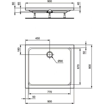 Ideal Standard Hotline Neu K277301 90x80x8cm Weiße Duschwanne Ideal Standard Hotline Neu K277301 90x80x8cm Weiße Duschwanne