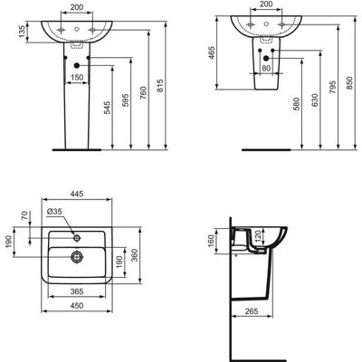 Lavoar Eurovit Ideal Standard - 1 orificiu, 450x360mm, Alb Lavoar Eurovit Ideal Standard - 1 orificiu, 450x360mm, Alb