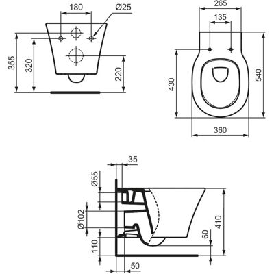 Ideal Standard K8768V3 Wand-WC-Set - AQUABLADE, Softclose, Schwarz Ideal Standard K8768V3 Wand-WC-Set - AQUABLADE, Softclose, Schwarz