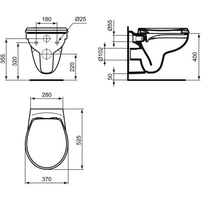 Inodoro de Pared Ideal Standard K881201 - Sin Borde Inodoro de Pared Ideal Standard K881201 - Sin Borde