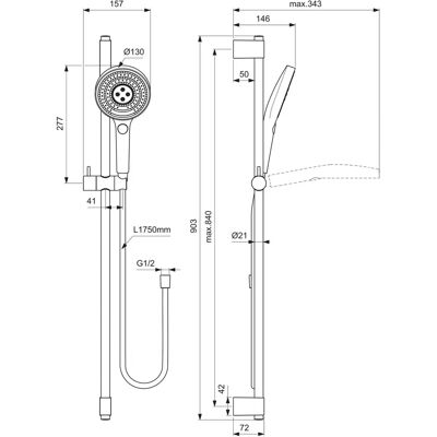 Set de Duș Ideal Standard A7898A2 - Duș manual cu 3 funcții, Bară 90cm Set de Duș Ideal Standard A7898A2 - Duș manual cu 3 funcții, Bară 90cm