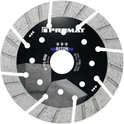 Promat 115mm Diamantscheibe für Beton - Segmenthöhe 15mm Promat 115mm Diamantscheibe für Beton - Segmenthöhe 15mm