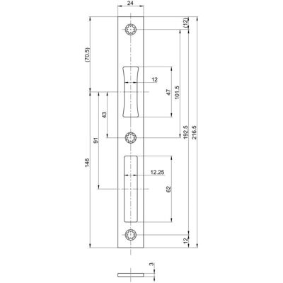 BKS B-90000 Edelstahl Türrahmen-Flachschließblech - Kantig, 24x216 mm BKS B-90000 Edelstahl Türrahmen-Flachschließblech - Kantig, 24x216 mm