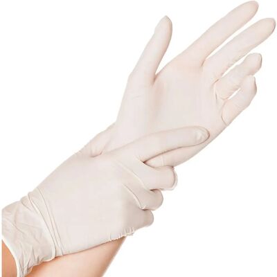 Gants en latex Hygostar Poudrés Blanc - Usage alimentaire et de laboratoire - Publicité Gants en latex Hygostar Poudrés Blanc - Usage alimentaire et de laboratoire - Publicité