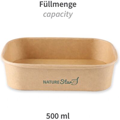 NATUREStar 500ml Bio Takeaway Rechteckiger Kraftpapierbehälter NATUREStar 500ml Bio Takeaway Rechteckiger Kraftpapierbehälter