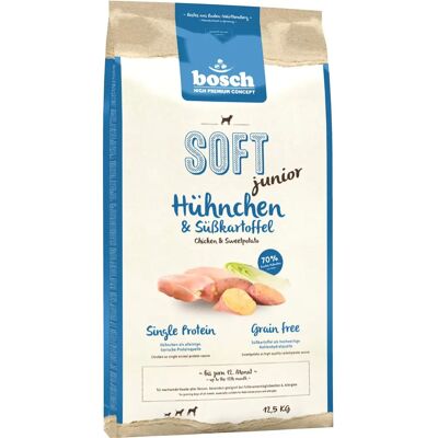 Bosch Soft Junior Kyckling & Sötpotatis 2 x 12,5 kg + belöningsstavar 7 st Bosch Soft Junior Kyckling & Sötpotatis 2 x 12,5 kg + belöningsstavar 7 st