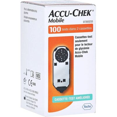 Cassettes Accu-Chek Mobile - 100 Tests - Contrôle de la Glycémie - Publicité Cassettes Accu-Chek Mobile - 100 Tests - Contrôle de la Glycémie - Publicité