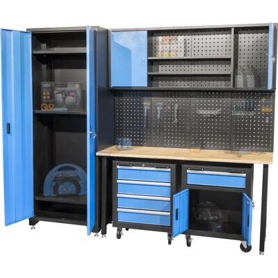 Ensemble de meubles d'atelier Guede - 6 pièces avec armoire, établi, outils - Publicité Ensemble de meubles d'atelier Guede - 6 pièces avec armoire, établi, outils - Publicité