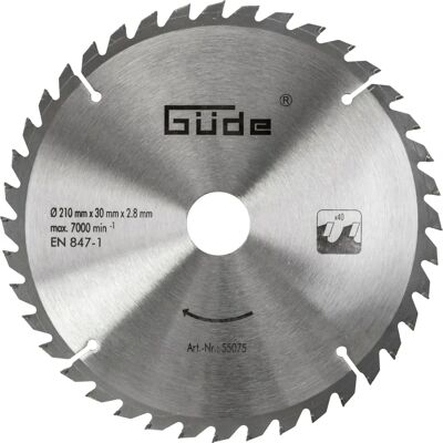 Guede Model 55075 Carbide Circular Saw Blade - 40 Teeth - 210x30mm Guede Model 55075 Carbide Circular Saw Blade - 40 Teeth - 210x30mm