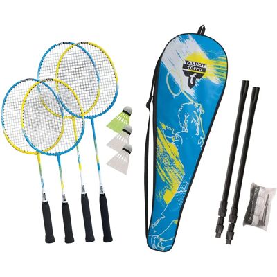 Talbot Torro Familien-Badminton-Set - Verstellbares Netz, 4 Schläger, 3 Federn Talbot Torro Familien-Badminton-Set - Verstellbares Netz, 4 Schläger, 3 Federn