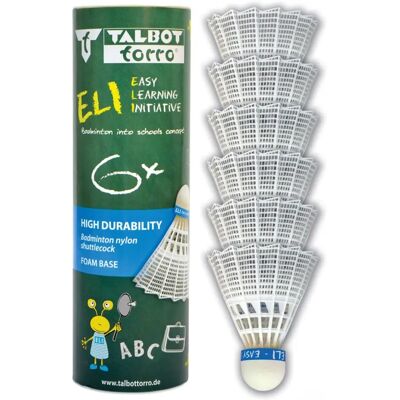 Talbot-Torro Badminton ELI - Nylon, Mittlere Geschwindigkeit - 6 Stk Talbot-Torro Badminton ELI - Nylon, Mittlere Geschwindigkeit - 6 Stk