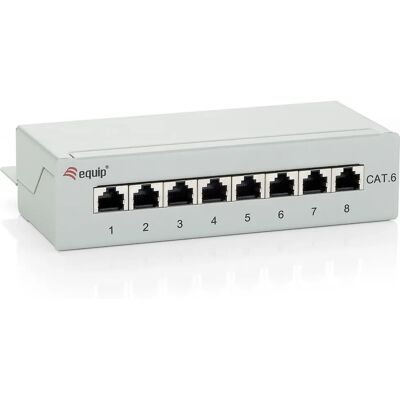 Equip Panel de conexión 8 x RJ-45 Cat.6 - Acero, Montaje en pared - EIA/TIA-568 6e Equip Panel de conexión 8 x RJ-45 Cat.6 - Acero, Montaje en pared - EIA/TIA-568 6e